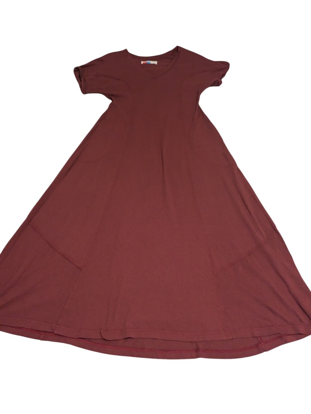 Free People Maroon Short Sleeve Swing Dress